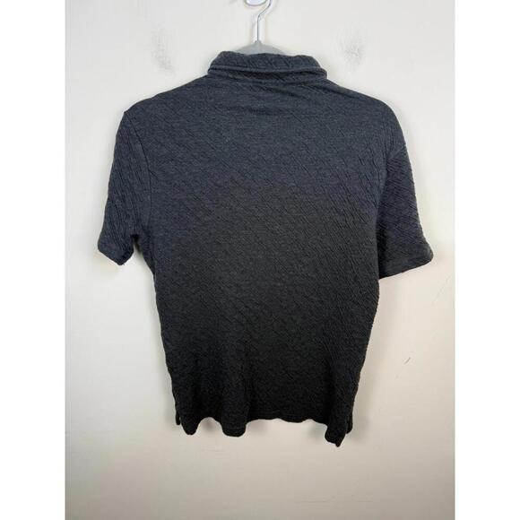 Faherty Cloud Cotton Polo Shirt Mens Medium Gray Peru Soft Pima Modal Crinkle - Picture 3 of 5